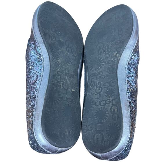 Ugg Alloway Ice Blue Glitter Sherpa Wool Lined Slip On Flats Shoes Womens sz 12 - Picture 15 of 16